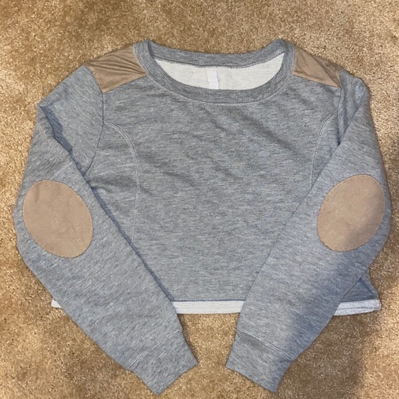 Zara Cropped Crop Gray Grey Sweatshirt 